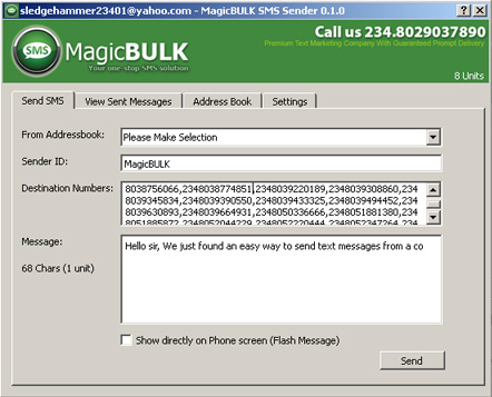 MagicBULK SMS Sender 0.1.0